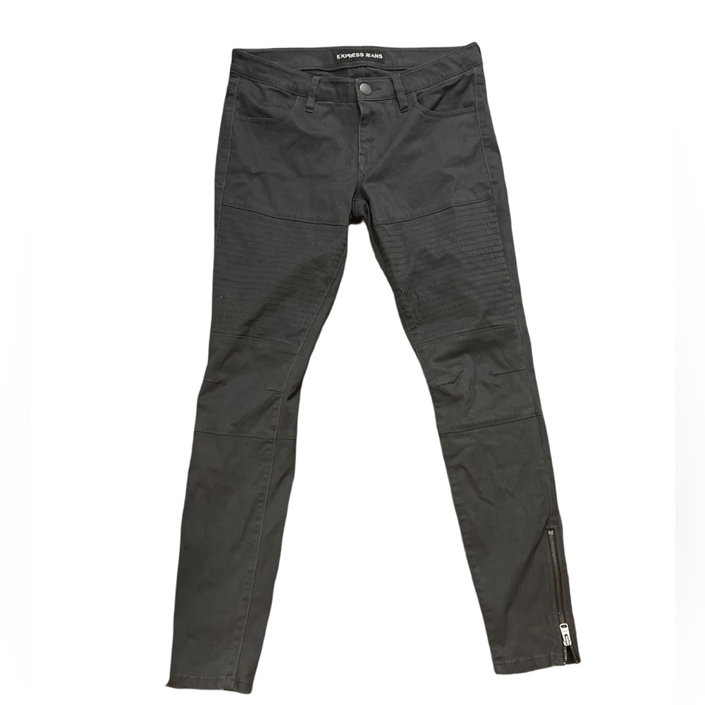 Express grey suede skinny moto pants SZ 6
